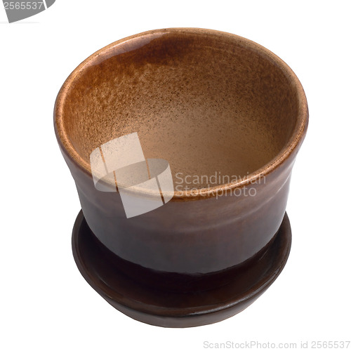 Image of cup pot brown ceramic isolated (clipping path)