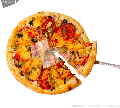 Image of pizza white isolated cheese italian food meal tomato fast dinner