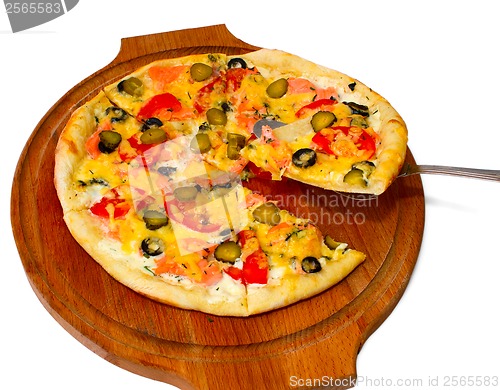 Image of cucumber isolated pizza a white food cheese italian tomato meal