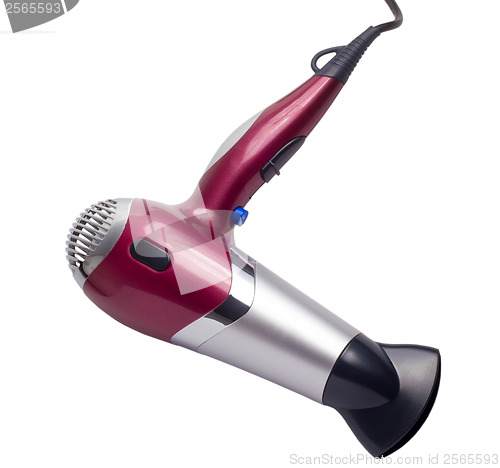 Image of purple hair dryer isolated background clipping path