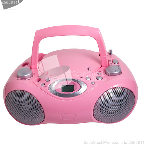 Image of pink mp3 stereo cd radio recorder isolated