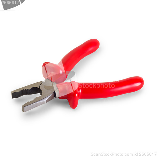 Image of red pliers isolated on white