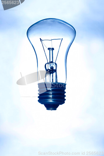 Image of light bulb on a blue background