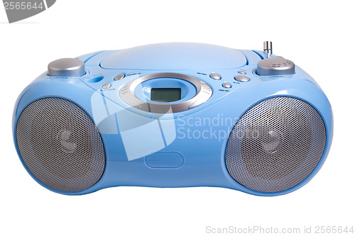 Image of blue stereo CD mp3 radio  recorder isolated on