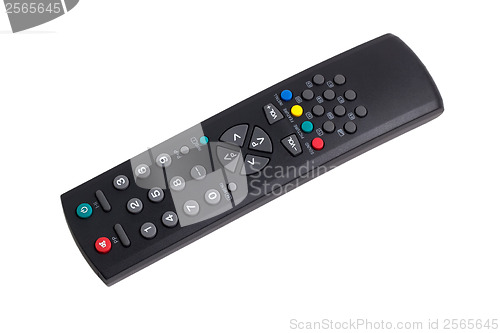 Image of tv remote control black on white background