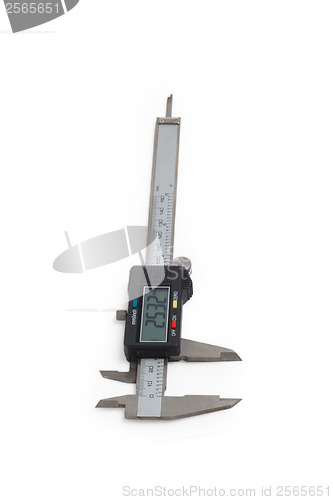 Image of caliper tool gauge vernier white metal instrument measure slide