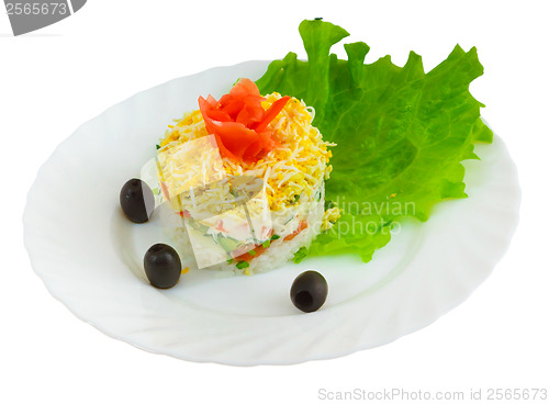 Image of rice salad olives food dish isolated on a white background clipp