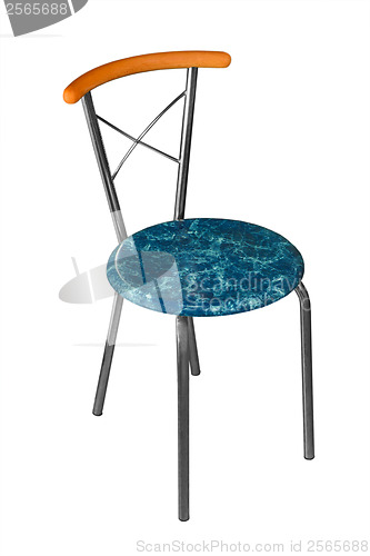 Image of blue office chair with iron isolated on white background