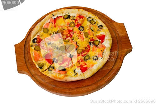 Image of pizza isolated white cucumber food cheese italian a tomato meal