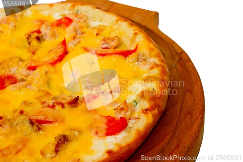 Image of isolated fast dinner a crust baked pizza italian food cheese tom