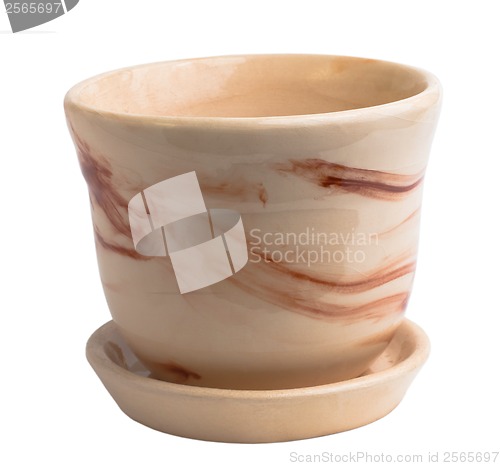 Image of cup flower empty pot brown ceramic isolated