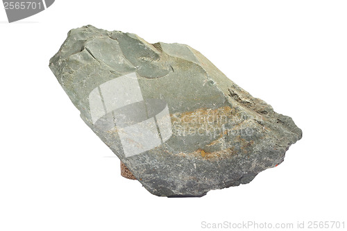 Image of stone gray single granite boulder large river isolated big rock