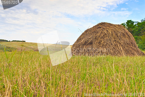 Image of The Russian landscape in the hay field in the sky