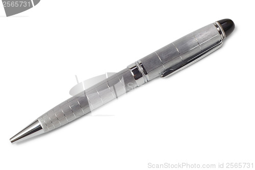 Image of silver ballpoint pen isolated on white background