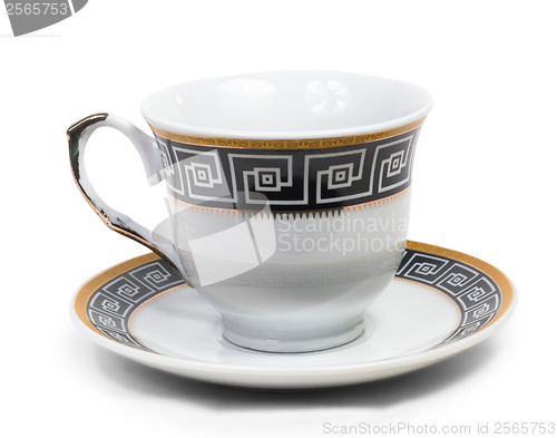 Image of tea english cup saucer decorated with antique isolated