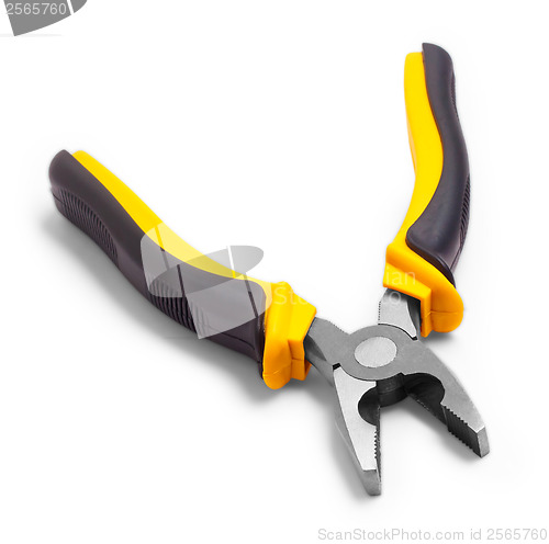 Image of pliers yellow open isolated on white background