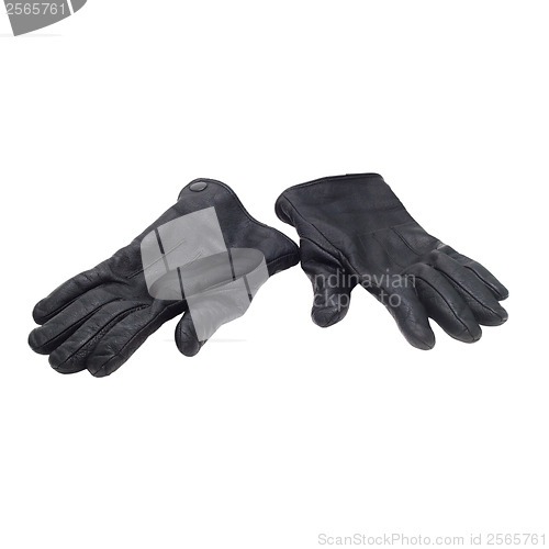Image of pair black of leather gloves isolated
