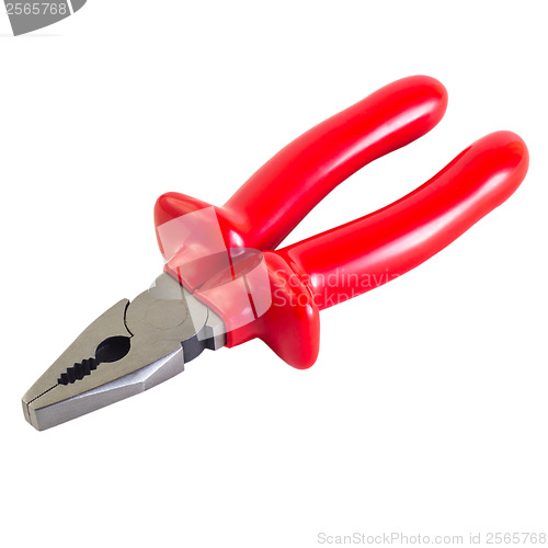 Image of pliers red isolated on white background