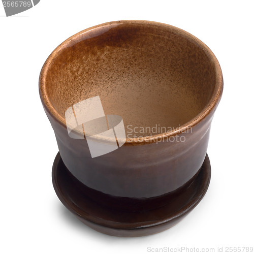 Image of cup pot brown ceramic isolated