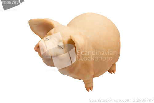 Image of pig figurine isolated on white background clipping path