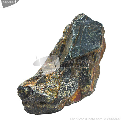 Image of stone old single granite boulder large river isolated big rock b