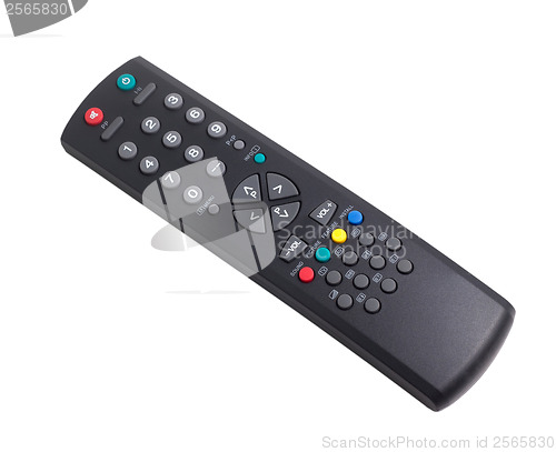 Image of tv remote control black on white clipping path