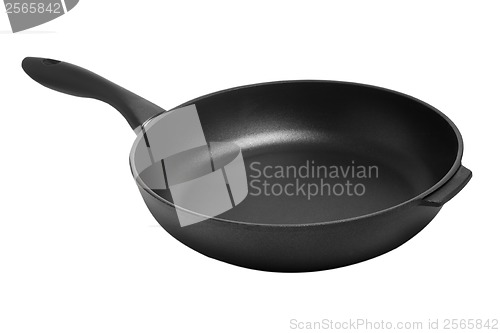 Image of black frying pan for the kitchen on a white background (clipping