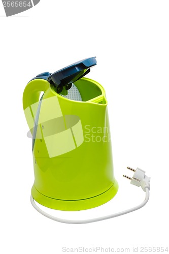 Image of kettle green electric isolated utensils appliance kitchen asian