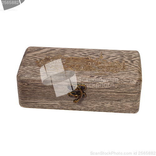 Image of gray antique wooden brown caskets box isolated