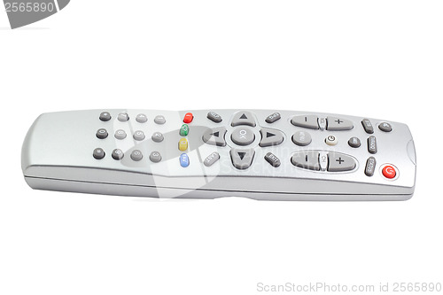 Image of tv silver remote control isolated on white background