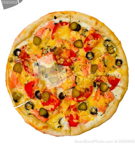 Image of pizza a cucumber isolated white food cheese italian tomato meal 