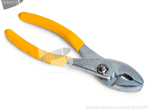 Image of tool pliers yellow isolated on a white background