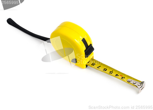 Image of measuring instrument measuring tape on white background