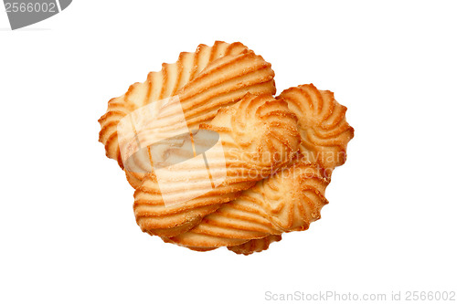 Image of yellow cookies dessert isolated on white background (clipping pa