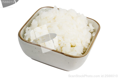 Image of rice cooked cup isolated on white background clipping path
