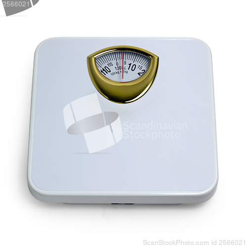 Image of control weight  by floor scale isolated dieting concept