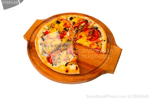 Image of pizza white isolated cheese italian food tomato fast meal dinner
