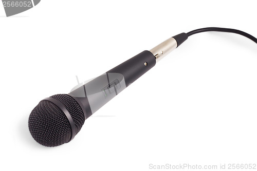 Image of black microphone isolated on white background