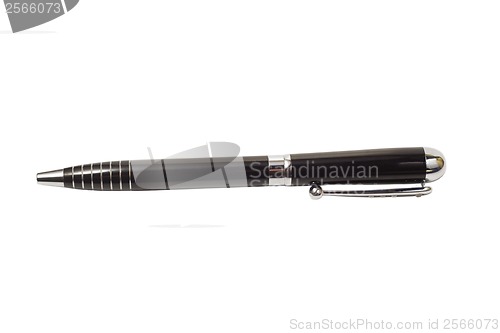 Image of black ballpoint pen for writing isolated clipping path