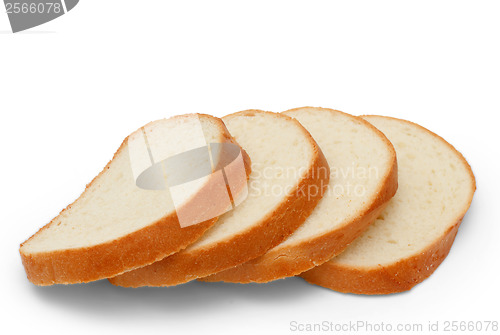 Image of pieces of bread loaf isolated on white background