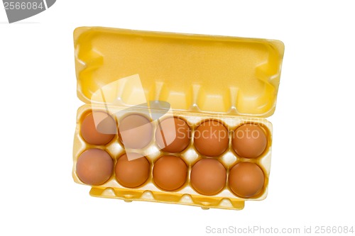 Image of egg box packaging grid eggs isolated