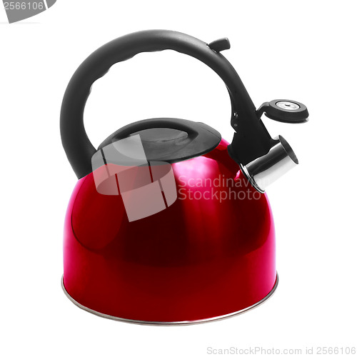 Image of kettle red isolated on white background with clipping path