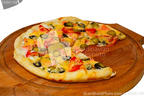 Image of isolated dinner baked pizza food cheese a italian tomato white c