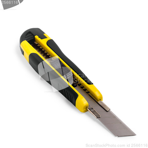 Image of yellow stationery knife on a white background