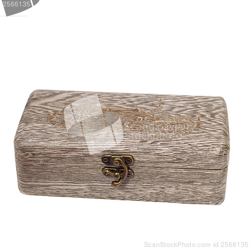 Image of antique gray wooden  brown caskets box isolated on white backgro