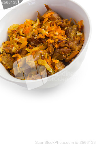 Image of meat roast carrot isolated white background