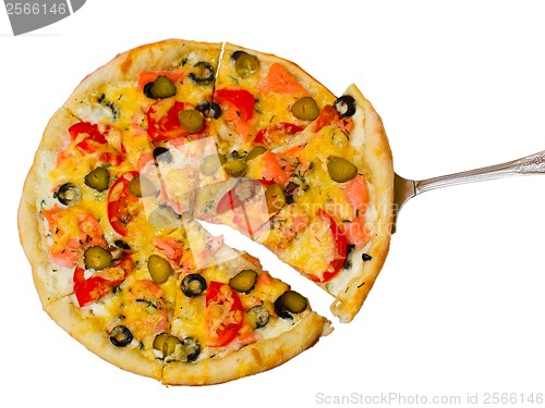 Image of cucumber isolated pizza white food cheese italian a tomato meal