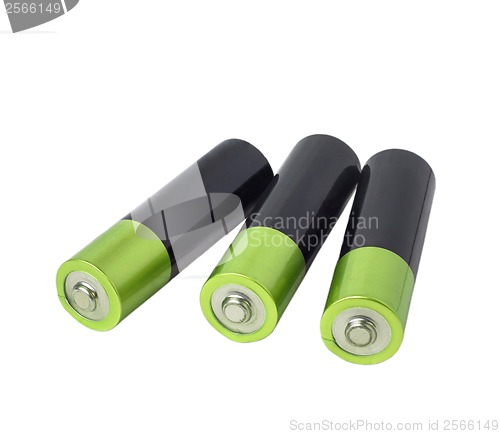 Image of battery green three isolated on white background clipping path