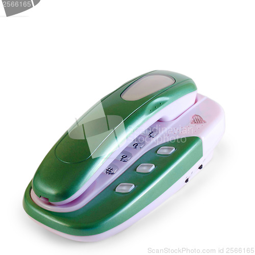 Image of phone isolated red call communication on a white background
