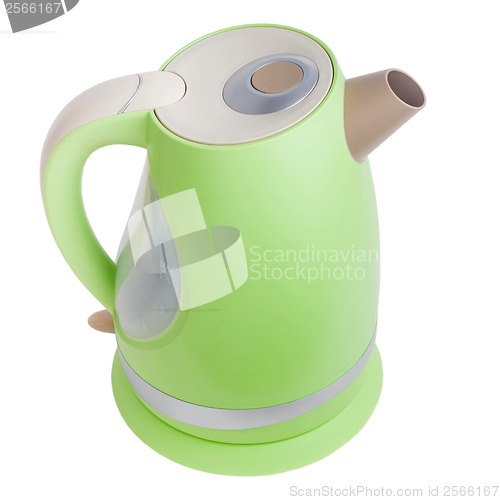 Image of electric green tea kettle isolated(clipping path)